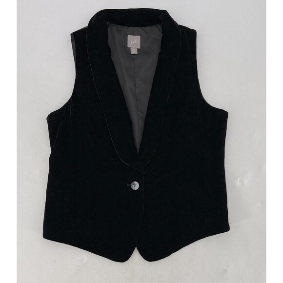 J Jill Black Silk Blend Front Velvet Waistcoat Vest Sz XS Elegant Boho Classy - Picture 3 of 9